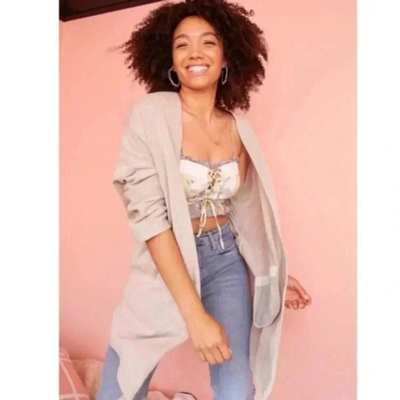 Donni Sandwash Pinstripe Open-Front Cardigan, OSFM, NWT - Picture 4 of 10